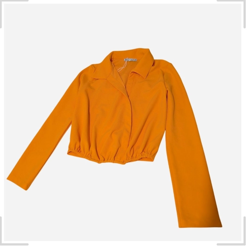 Zara Bright Orange Cropped Blazer